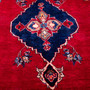 Shiraz Persian Rug 8x4 ft - Semi Antique Geometric Blue, Red Hand Knotted | side view | SKU 112767