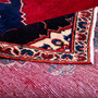 Shiraz Persian Rug 8'1" x 4'7" - Semi Antique Geometric Blue, Red Hand Knotted | corner detail | SKU 112767