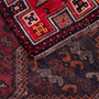 Shiraz Persian Rug 4'9" x 2'11" - Semi Antique Geometric Blue, Red Hand Knotted | corner detail | SKU 112768