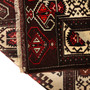 Turkmen Persian Rug 8'8" x 4'5" - Semi Antique Geometric Crimson, Navy Blue Hand Knotted | corner detail | SKU 110130