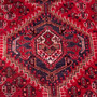 Shiraz Persian Rug 5x3 ft - Semi Antique Medallion Geometric Madder Red, Cream, Navy Blue Hand Knotted | side view | SKU 112774