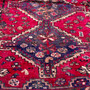 Shiraz Persian Rug 6x3 ft - Semi Antique Geometric Blue, Red Hand Knotted | side view | SKU 112777