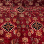 Shiraz Persian Rug 7'9" x 4'11" - Semi Antique Geometric Blue, Red Hand Knotted | side view | SKU 112778