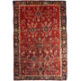 Shiraz Persian Rug 7'9" x 4'11" - Semi Antique Geometric Blue, Red Hand Knotted | front view | SKU 112778