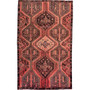 Shiraz Persian Rug 7x4 ft - Semi Antique Medallion (Toranj), Geometric Madder Red, Dark Red, Brown Hand Knotted | front view | SKU 112779