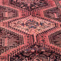 Shiraz Persian Rug 7'6" x 4'7" - Semi Antique Geometric Blue, Red Hand Knotted | side view | SKU 112779