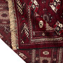Turkmen Persian Rug 6'11" x 4'9" - Semi Antique Geometric Crimson, Navy Blue Hand Knotted | corner detail | SKU 110131