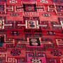 Shiraz Persian Rug 7x3 ft - Semi Antique Geometric, Tribal and Nomadic Madder Red, Burgundy, Navy Blue Hand Knotted | side view | SKU 112781
