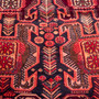 Ardabil Persian Rug 8x3 ft - Semi Antique Geometric, Gol Farang Madder Red, Brick Red, Navy Blue Hand Knotted | side view | SKU 112784