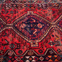 Shiraz Persian Rug 8x4 ft - Semi Antique Geometric Blue, Red Hand Knotted | side view | SKU 112785