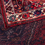 Shiraz Persian Rug 8'2" x 4'9" - Semi Antique Geometric Blue, Red Hand Knotted | corner detail | SKU 112785