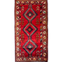 Shiraz Persian Rug 9x4 ft - Semi Antique Geometric, Tribal and Nomadic Red, Burgundy, Cream Hand Knotted | front view | SKU 112789