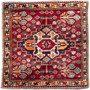 Qashqai Persian Rug 2'3" x 2'3" - Semi Antique Geometric Crimson, Blue Hand Knotted | front view | SKU 112792