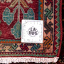Qashqai Persian Rug 2'3" x 2'3" - Semi Antique Geometric Crimson, Blue Hand Knotted | full view | SKU 112792