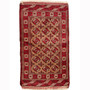 Turkmen Persian Rug 6'3" x 3'8" - Semi Antique Geometric Crimson, Navy Blue Hand Knotted | front view | SKU 110132