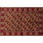Turkmen Persian Rug 6'3" x 3'8" - Semi Antique Geometric Crimson, Navy Blue Hand Knotted | pile detail | SKU 110132