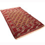 Turkmen Persian Rug 6'3" x 3'8" - Semi Antique Geometric Crimson, Navy Blue Hand Knotted | back view | SKU 110132
