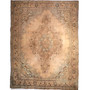 Tabriz Persian Rug 12x9 ft - Semi Antique Medallion Red, Cream Hand Knotted | front view | SKU 112808
