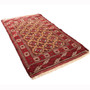 Turkmen Persian Rug 6'3" x 3'10" - Semi Antique Geometric Crimson, Navy Blue Hand Knotted | side view | SKU 110133