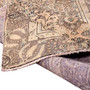 Tabriz Persian Rug 9x5 ft - Semi Antique Medallion Toranj, Shah Abbasi Cream, Camel, Taupe Hand Knotted | corner detail | SKU 112817