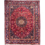 Tabriz Persian Rug 12x9 ft - Semi Antique Medallion (Toranj), Shah Abbasi Madder Red, Navy Blue, Cream Hand Knotted | front view | SKU 112819