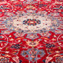 Najafabad Persian Rug 14x10 ft - Semi Antique Medallion (Toranj), Shah Abbasi Madder Red, Navy Blue, Ivory Hand Knotted | side view | SKU 112820