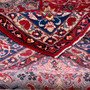 Najafabad Persian Rug 14x10 ft - Semi Antique Medallion (Toranj), Shah Abbasi Madder Red, Navy Blue, Ivory Hand Knotted | corner detail | SKU 112820
