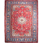 Najafabad Persian Rug 14'1" x 10'4" - Semi Antique Medallion Red, Beige Hand Knotted | front view | SKU 112820
