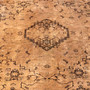 Tabriz Persian Rug 9x6 ft - Semi Antique Medallion Toranj, Afshan All-Over Camel, Cream, Brown Hand Knotted | side view | SKU 112824