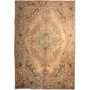 Tabriz Persian Rug 9x6 ft - Semi Antique Medallion Red, Cream Hand Knotted | front view | SKU 112825