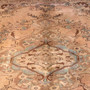 Tabriz Persian Rug 9x6 ft - Semi Antique Shah Abbasi, Medallion (Toranj) Camel, Cream, Brown Hand Knotted | side view | SKU 112825