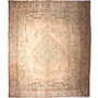 Tabriz Persian Rug 12x9 ft - Semi Antique Shah Abbasi, Medallion (Toranj) Cream, Camel, Beige Hand Knotted | front view | SKU 112830