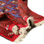Turkmen Persian Rug 7x4 ft - Semi Antique Geometric, Turkmen Gul Crimson, Navy Blue, Madder Red Hand Knotted | detail view | SKU 110135