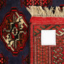 Turkmen Persian Rug 7x4 ft - Semi Antique Geometric, Turkmen Gul Crimson, Navy Blue, Madder Red Hand Knotted | full view | SKU 110135