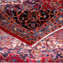 Kashan Persian Rug 12'10" x 9'6" - Semi Antique Medallion Crimson, Navy Blue Hand Knotted | corner detail | SKU 112837
