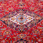 Kashan Persian Rug 12'10" x 9'6" - Semi Antique Medallion Crimson, Navy Blue Hand Knotted | side view | SKU 112837