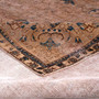 Tabriz Persian Rug 10'8" x 9'5" - Semi Antique Medallion Red, Cream Hand Knotted | corner detail | SKU 112840