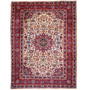 Kashmar Persian Rug 11'4" x 8'2" - Semi Antique Afshan Crimson, Ivory Hand Knotted | front view | SKU 112848