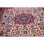 Kashmar Persian Rug 11x8 ft - Semi Antique Medallion Toranj Shah Abbasi Crimson Ivory Persian Blue Hand Knotted | side view | SKU 112849