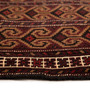 Turkmen Persian Rug 3'7" x 2'6" - Semi Antique Geometric Crimson, Navy Blue Hand Knotted | side view | SKU 110136
