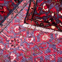 Hosseinabad Persian Rug 9x1 ft - Semi Antique Herati (Mahi), Afshan (All-Over) Madder Red, Crimson, Navy Blue Hand Knotted | corner detail | SKU 112852