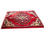 Tabriz Persian Rug 2'4" x 1'9" - Semi Antique Medallion Red, Cream Hand Knotted | texture detail | SKU 112855