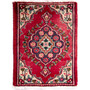 Tabriz Persian Rug 2'4" x 1'9" - Semi Antique Medallion Red, Cream Hand Knotted | front view | SKU 112855
