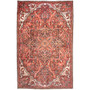 Heriz Persian Rug 9'2" x 5'9" - Semi Antique Medallion Red, Brown Hand Knotted | front view | SKU 112856