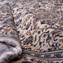 Kashan Persian Rug 9'10" x 6'7" - Semi Antique Medallion Crimson, Navy Blue Hand Knotted | detail view | SKU 112858