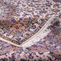 Kashan Persian Rug 12x9 ft - Semi Antique Medallion Toranj, Shah Abbasi Cream, Brown, Navy Blue Hand Knotted | corner detail | SKU 112859