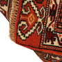 Turkmen Persian Rug 2x1 ft - Semi Antique Geometric Crimson, Navy Blue Hand Knotted | detail view | SKU 110138