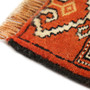 Turkmen Persian Rug 2x1 ft - Semi Antique Geometric Crimson, Navy Blue Hand Knotted | back view | SKU 110138