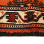 Turkmen Persian Rug 2'6" x 1'5" - Semi Antique Geometric Crimson, Navy Blue Hand Knotted | side view | SKU 110138