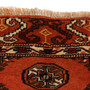 Turkmen Persian Rug 2x1 ft - Semi Antique Geometric, Turkmen Gul Rust Red, Crimson, Cream Hand Knotted | corner detail | SKU 110138